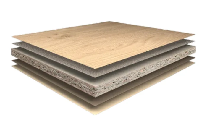 Flammex decorative board construction, cross-section