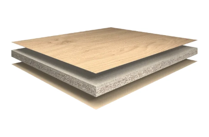 Standard decorative board construction, cross-section